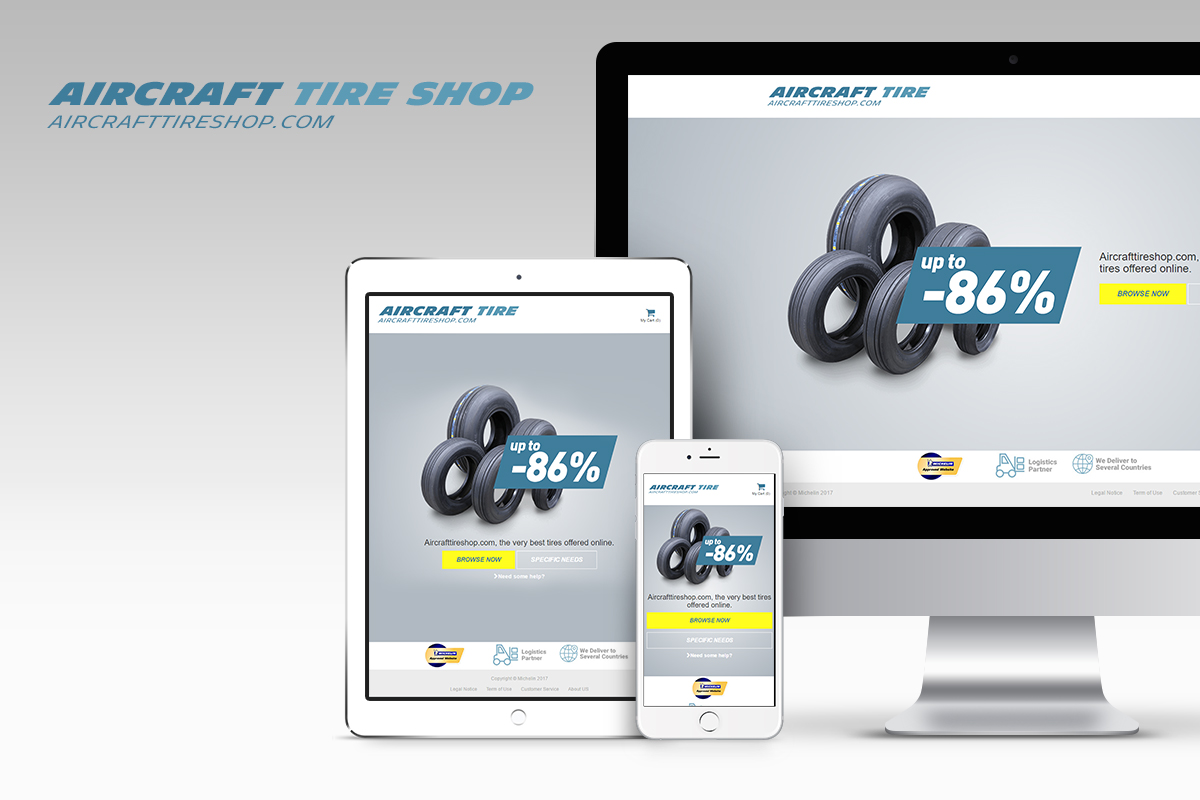 Aircraft Tire Shop responsive home page